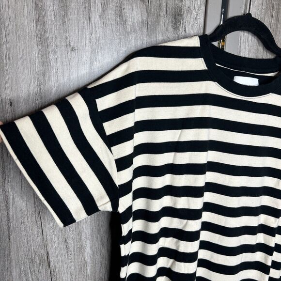Current Elliott Oversized T Shirt Black White Stripes Short Slvs Distressed 1 - Picture 2 of 8